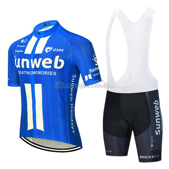 Abbigliamento Ciclismo Sunweb Manica Corta 2020 Blu Bianco